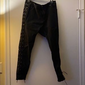 Biker black denim jeans